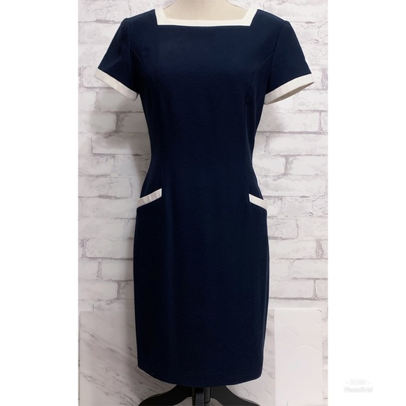 Vintage Dresses & Skirts - Vintage Ann Taylor Navy Blue Mod Dress Size 2